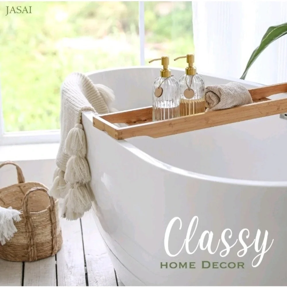 2 Jasai 18oz Simple Glass Soap Dispensers with Pump, Refillable Kitchen Bath New